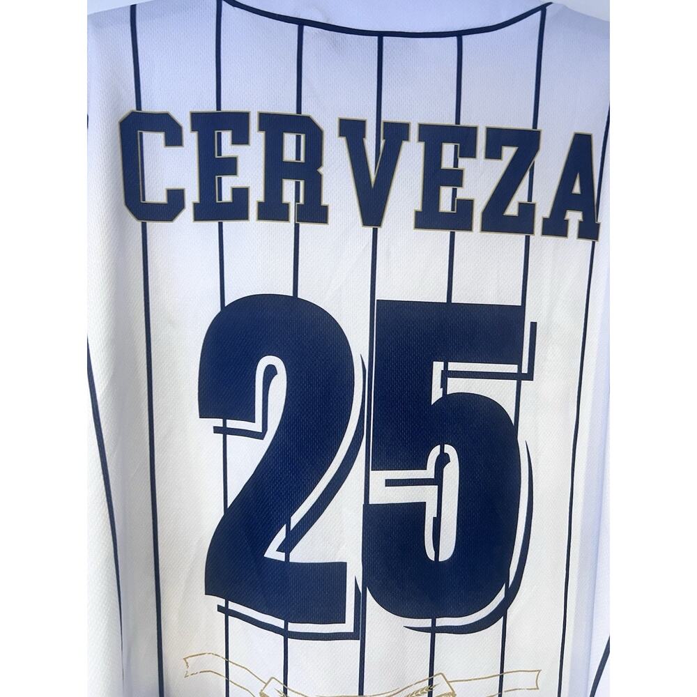 Cerveza Modelo Beer Baseball Jersey Men's Pinstripe Short Sleeve Size XL - Picture 4 of 10